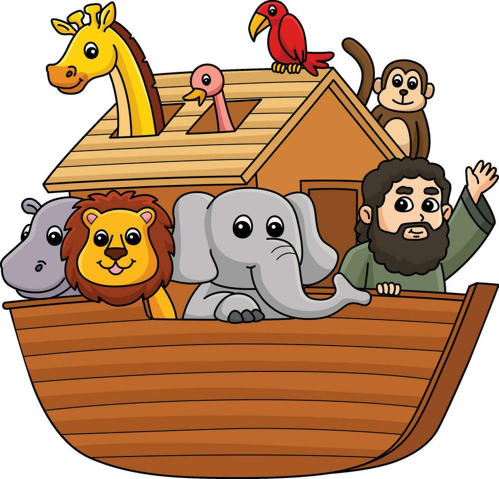Noahs Ark Cartoon Colored Clipart Illustration vector