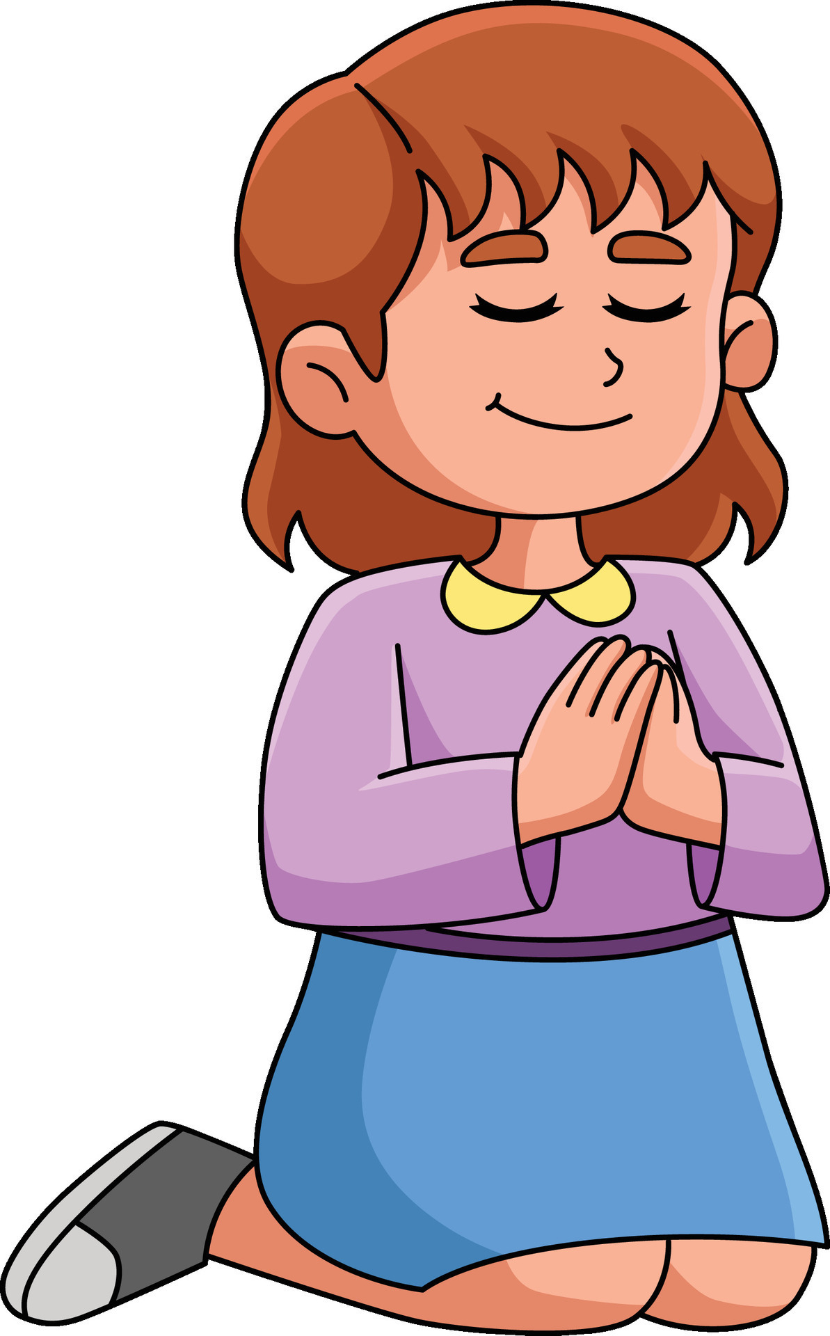 Girl Praying Cartoon Colored Clipart Illustration 34812333 Vector Art