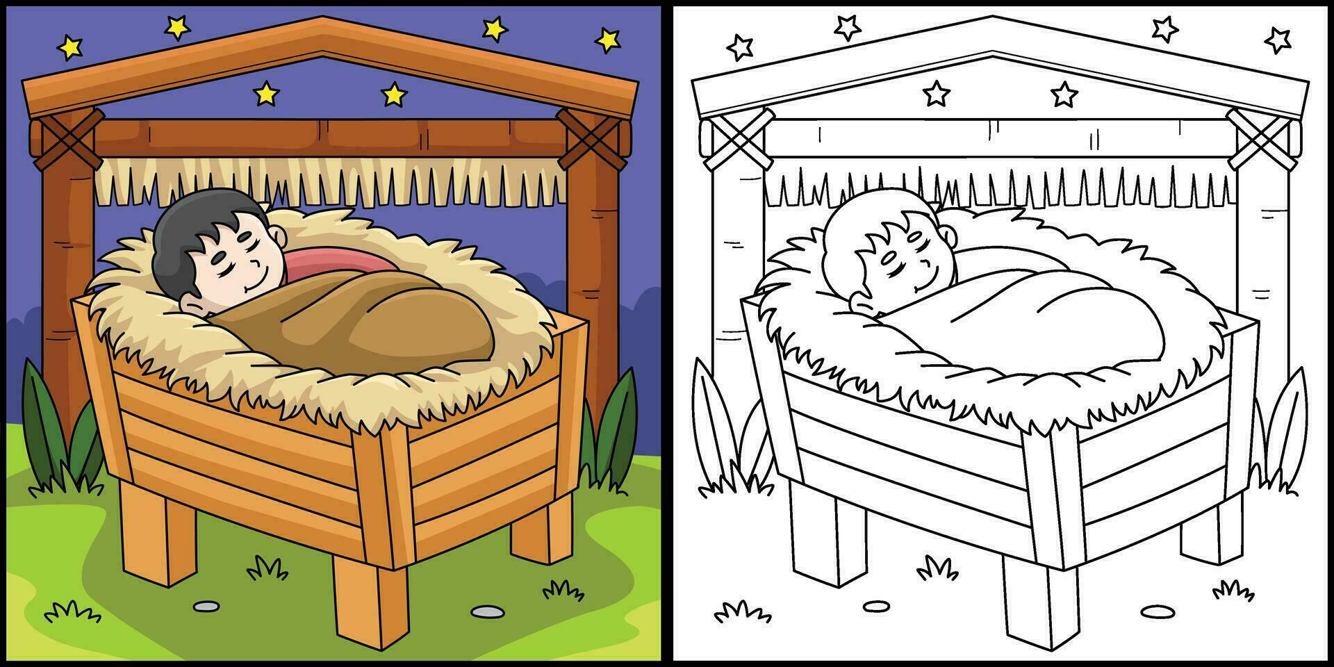 Christian Baby Jesus Coloring Page Illustration vector