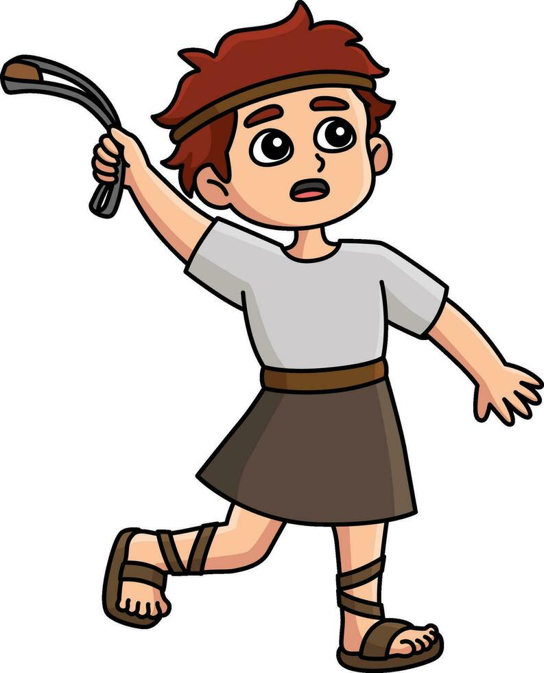 David Throwing Stone Cartoon Colored Clipart 34812339 Vector Art at