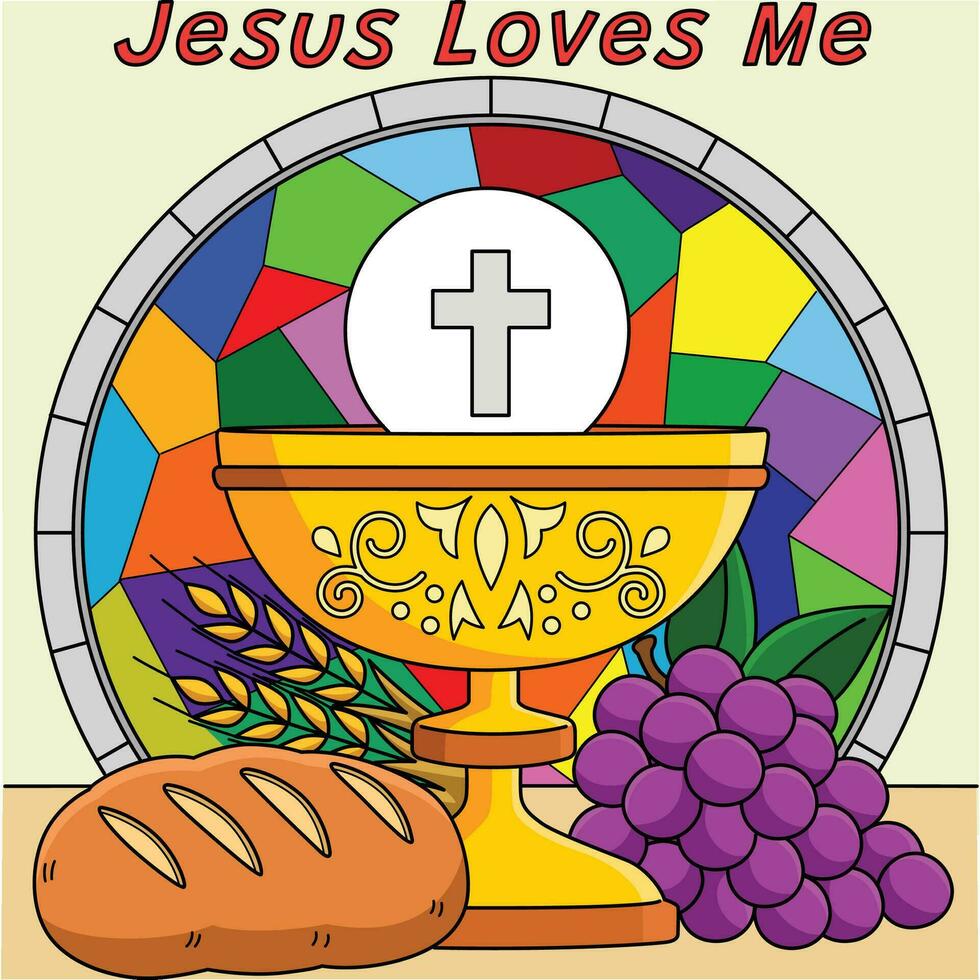 Christian Jesus Loves Me Colored Cartoon vector