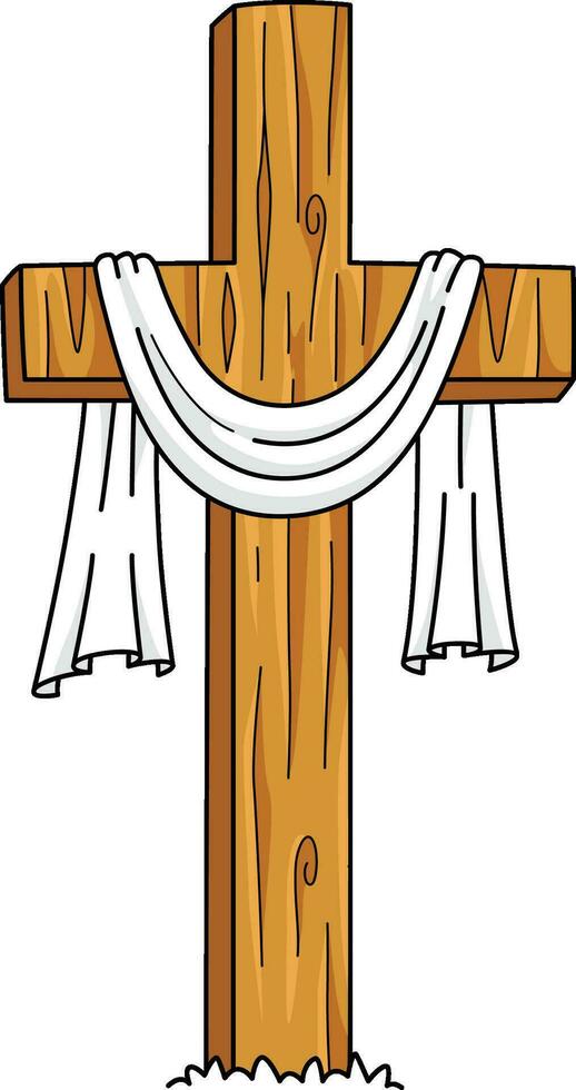 Cross in Calvary Cartoon Colored Clipart vector