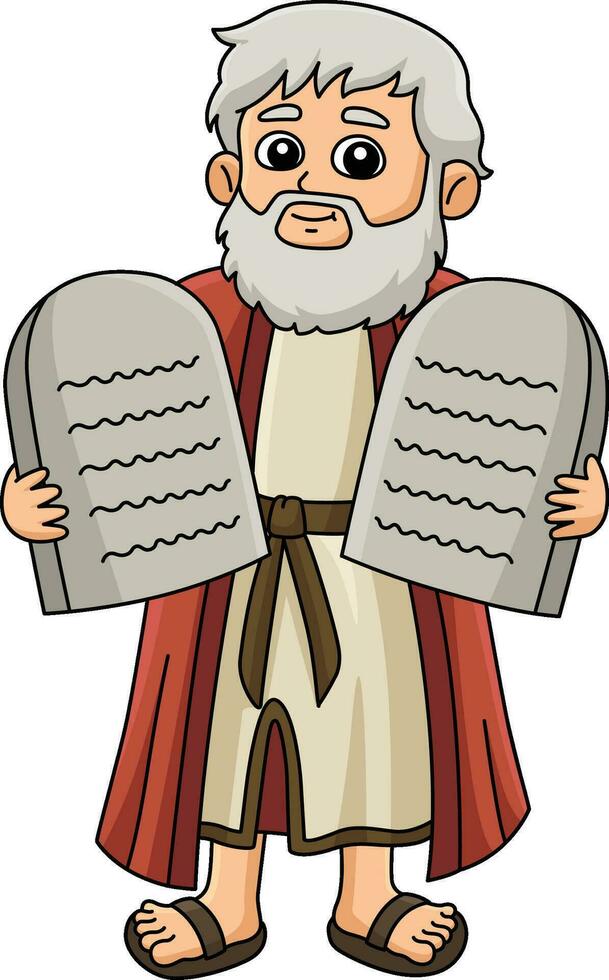 Moisés con el diez mandamientos dibujos animados clipart vector