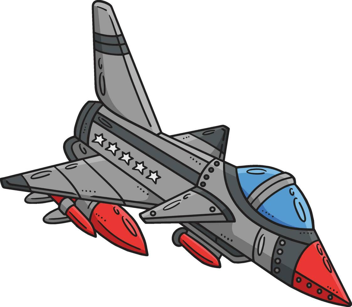 Fighter Jet Cartoon Colored Clipart Illustration vector