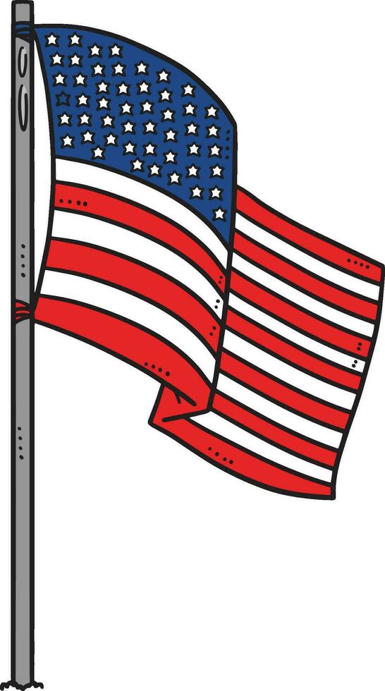Patriotic American Flag Cartoon Colored Clipart vector