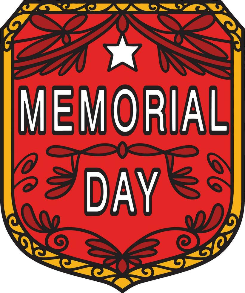 Memorial Day Badge Cartoon Colored Clipart vector