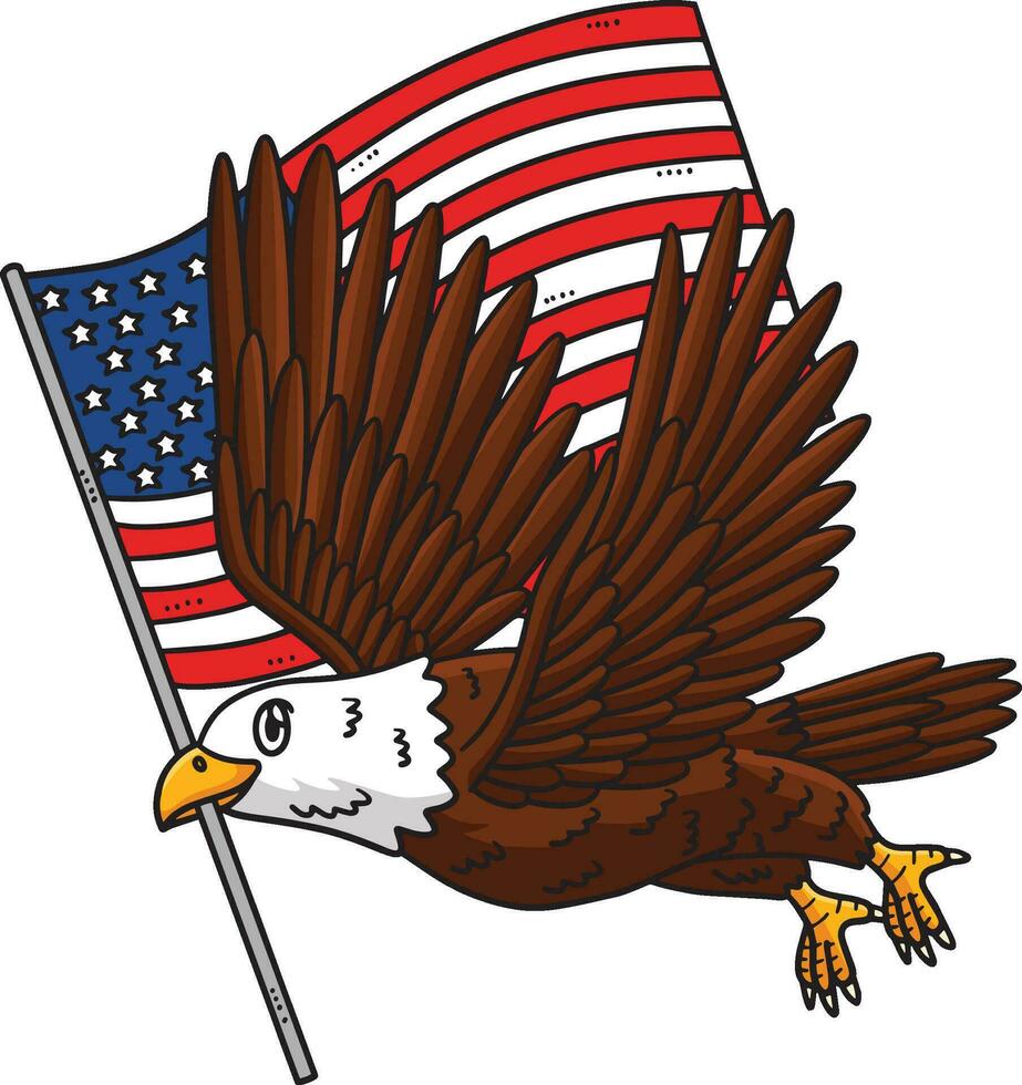 Memorial Day Eagle Carrying Flag Cartoon Clipart vector