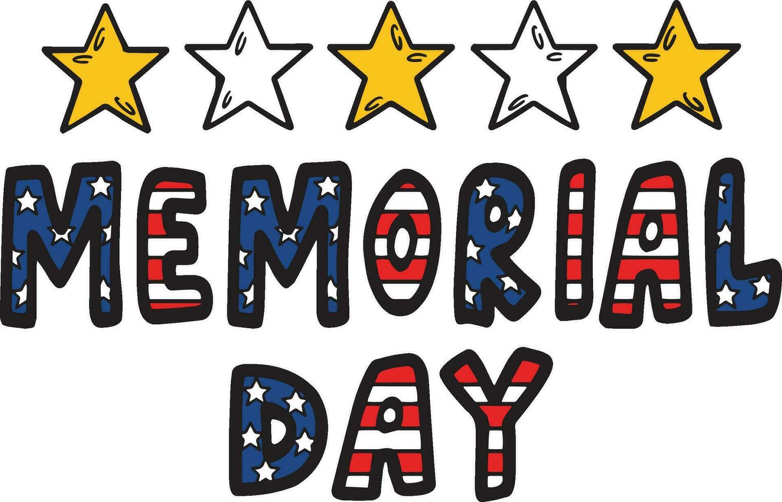 Memorial Day Cartoon Colored Clipart Illustration vector