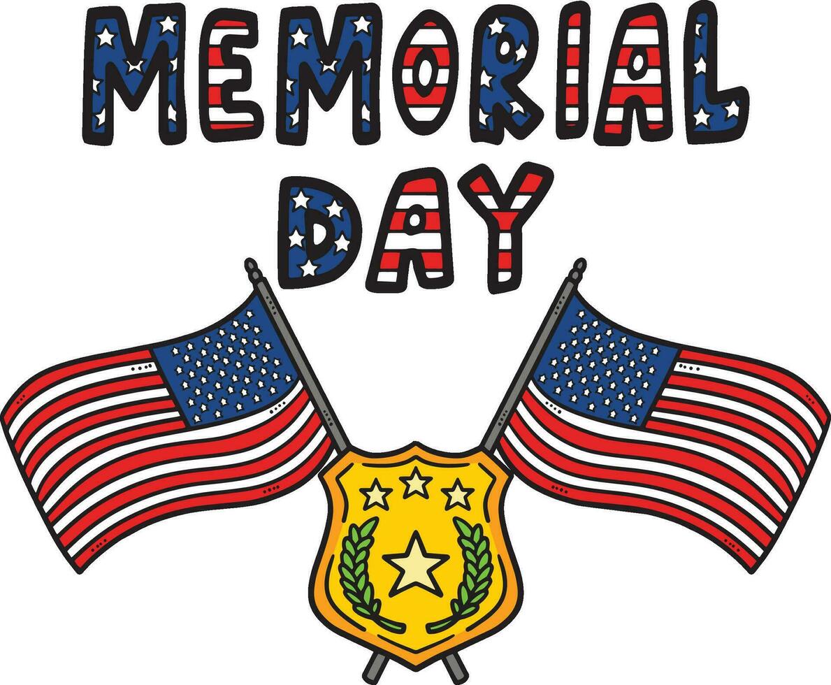 Memorial Day Cartoon Colored Clipart Illustration vector