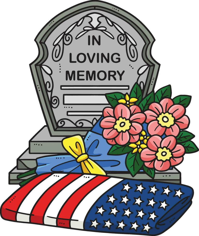 Memorial Day In Loving Memory Cartoon Clipart vector