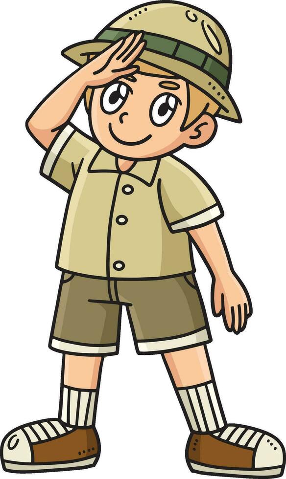 Child Saluting Cartoon Colored Clipart vector