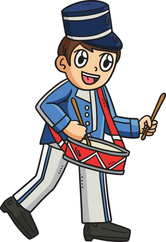 Cadet Marching Drum Cartoon Colored Clipart vector