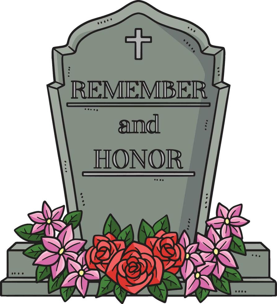 In Loving Memory with Flowers Cartoon Clipart vector