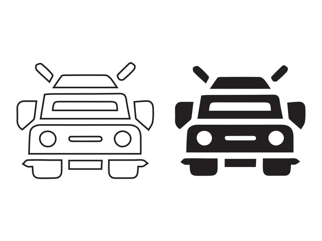 Vector icon set for cars. isolated, straightforward logo illustration for the front view. Sign language. Design of an automobile logo, including a concept sports vehicle symbol silhouette