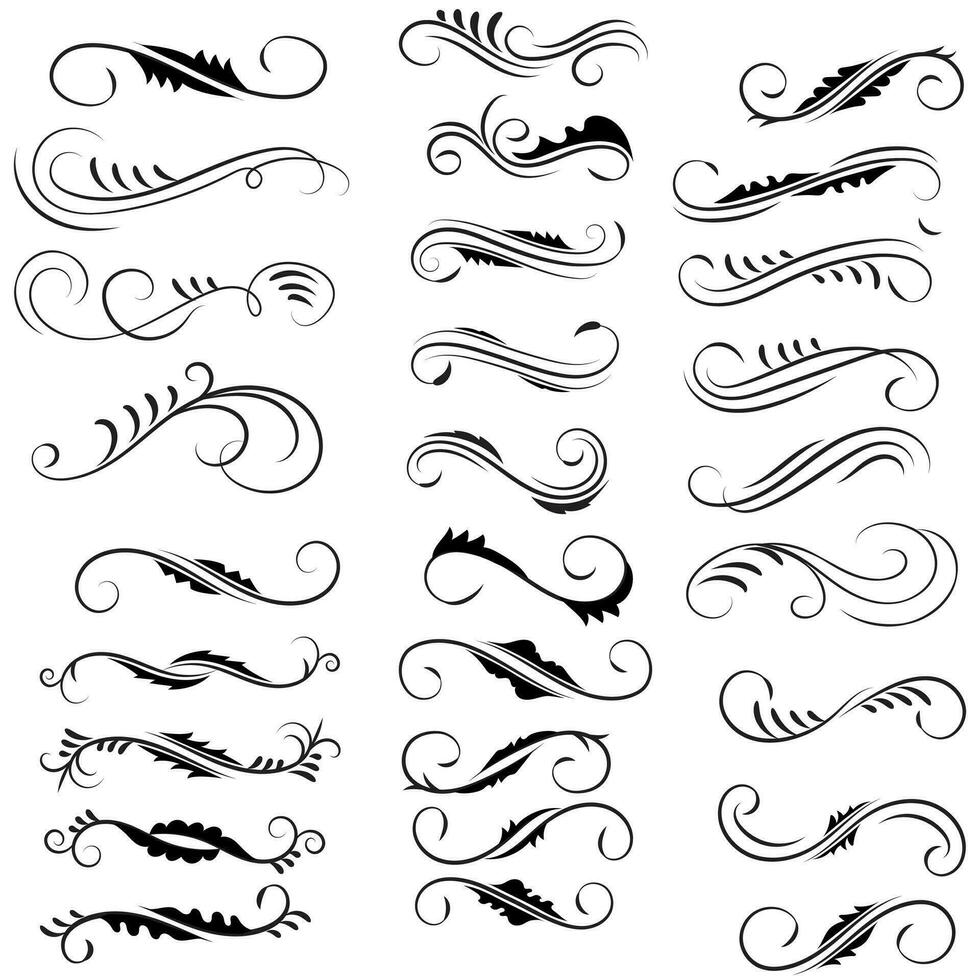 Vector graphic elements for design vector elements. Swirl elements decorative illustration. Classic calligraphy swirls, greeting cards, wedding invitations, royal certificates and graphic design.