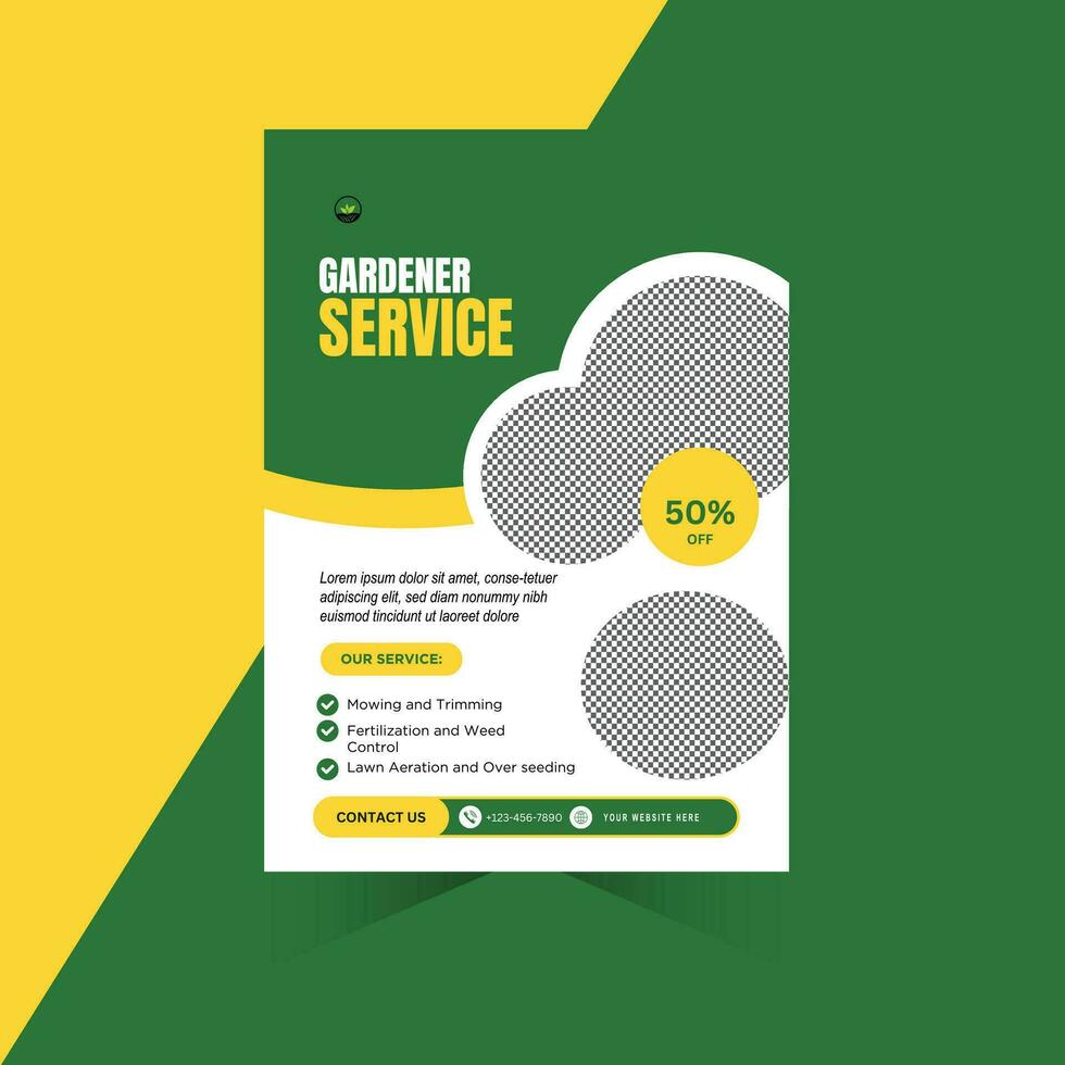 Green Lawn Care Flyer Template vector