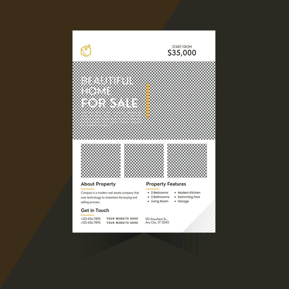 Real State Business Flyer Template - Home Selling Advertisement. Editable Flyer Template, Brochure Design. vector