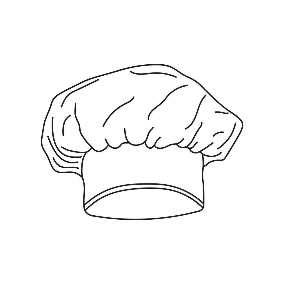 Hand drawn Kids drawing Cartoon Vector illustration chef hat Isolated on White Background