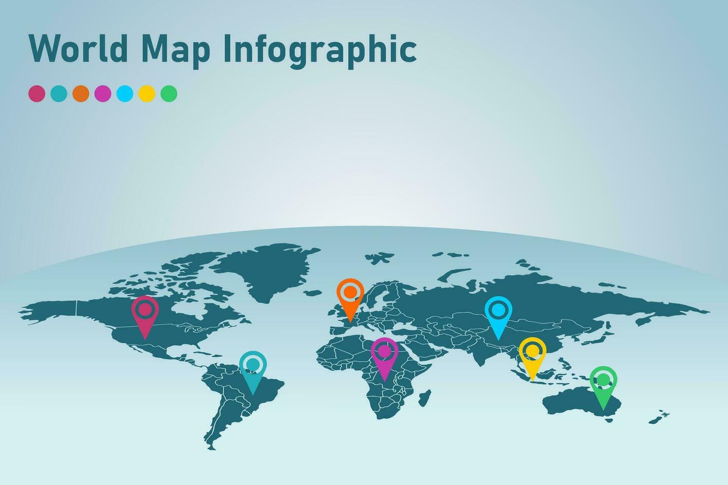 mundo mapa infografía con color punteros vector ilustración.