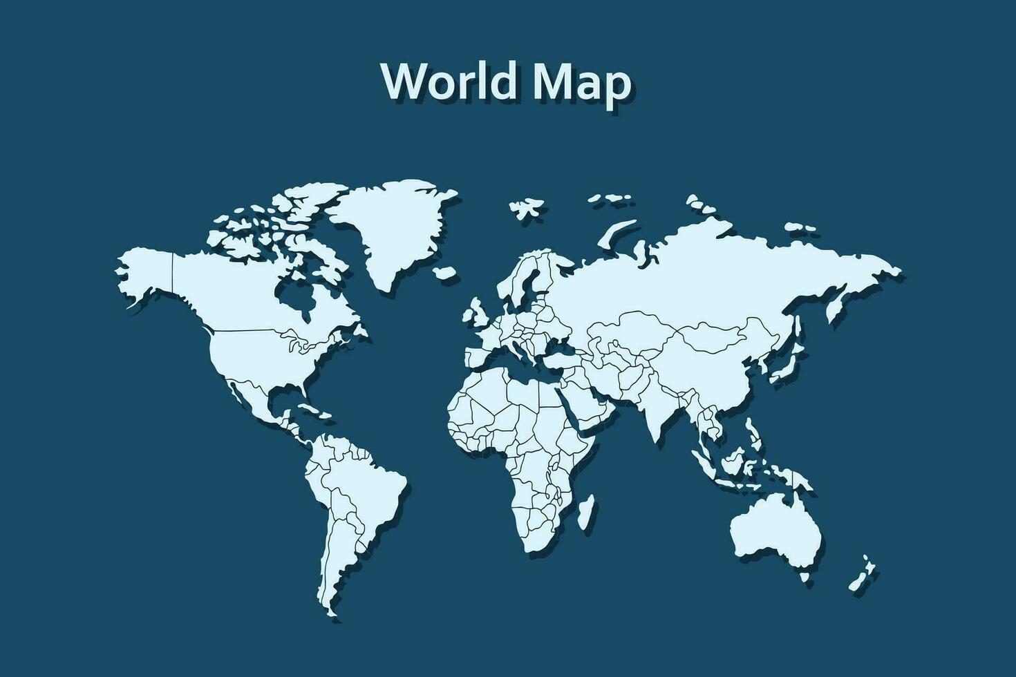 World map vector isolated on dark blue background. Vector illustration.