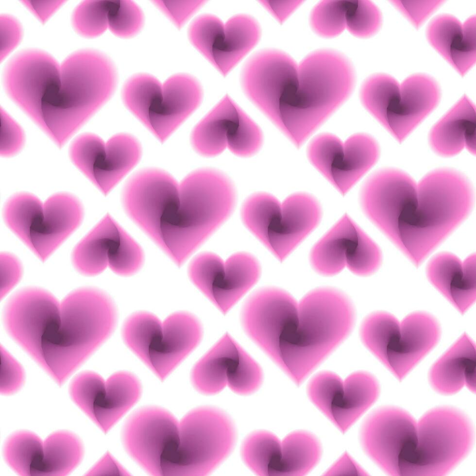 Pattern with elements of blurred gradient hearts in the Y2k style with linear shapes, blurred elements of the aura of the heart Modern minimalistic design element with blurred gradients. Vector hearts