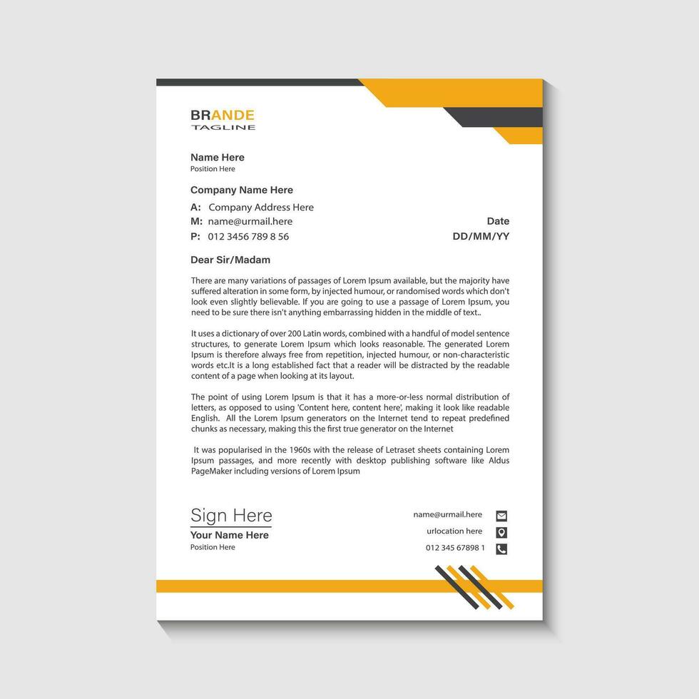 Modern business letterhead design template vector