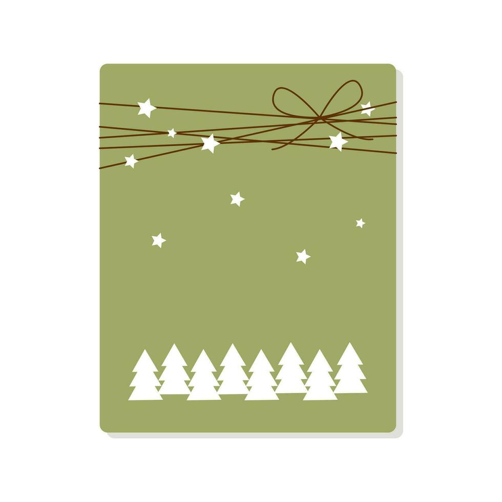 Navidad regalo caja en Respetuoso del medio ambiente embalaje, atado con cuerda. fiesta regalo, Navidad y nuevo año sorpresa, embalaje diseño con invierno decoración y Navidad arboles álbum de recortes vector