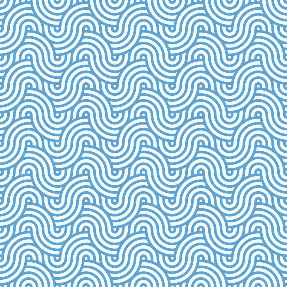 Blue seamless abstract geometric japanese circles lines and waves pattern vector