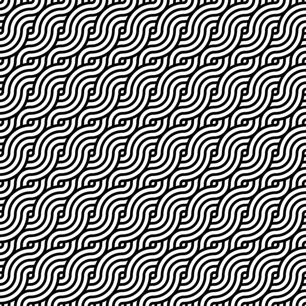 Black seamless geometric japanese circles swirls and waves pattern vector