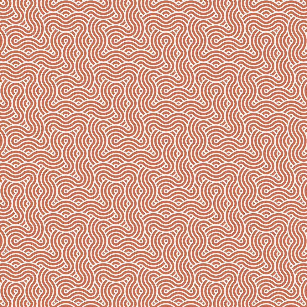 Abstract geometric brown japanese overlapping circles lines and waves pattern vector