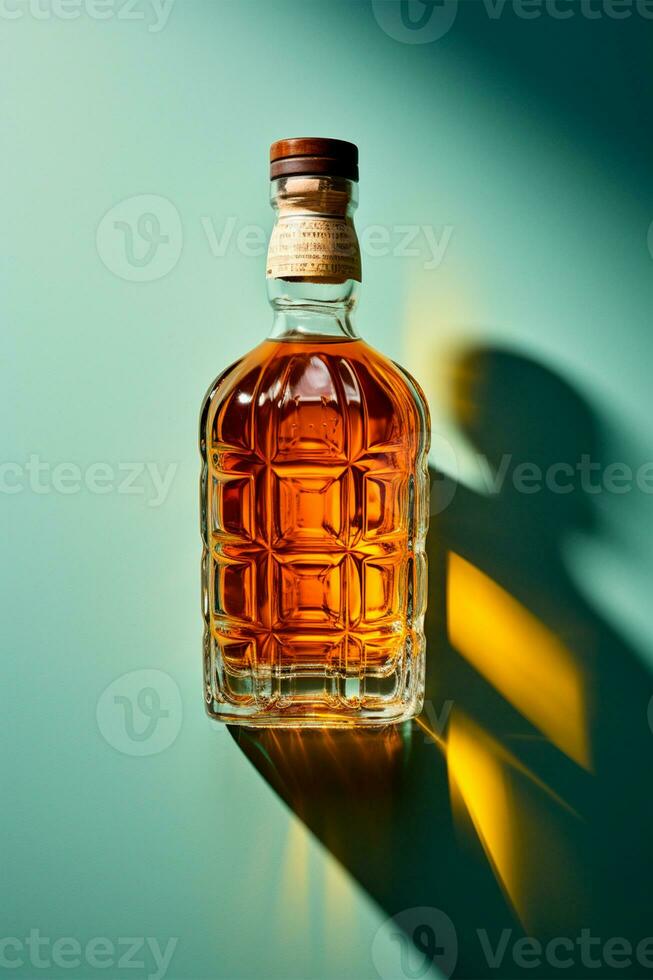 AI generated A bottle of expensive aged whiskey, strong alcohol - AI generated image photo