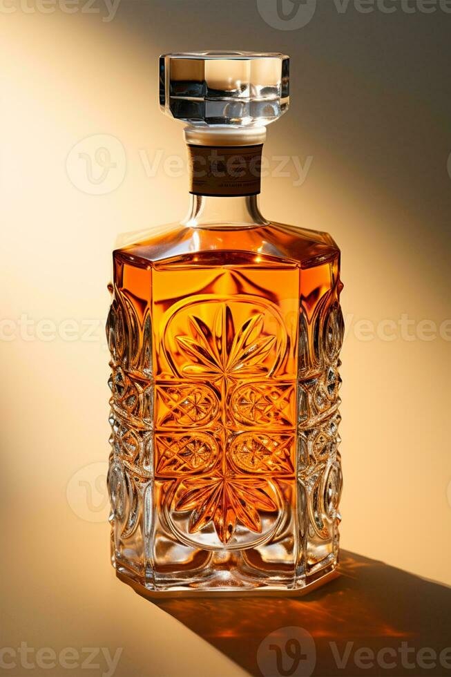 AI generated A bottle of expensive aged whiskey, strong alcohol - AI generated image photo