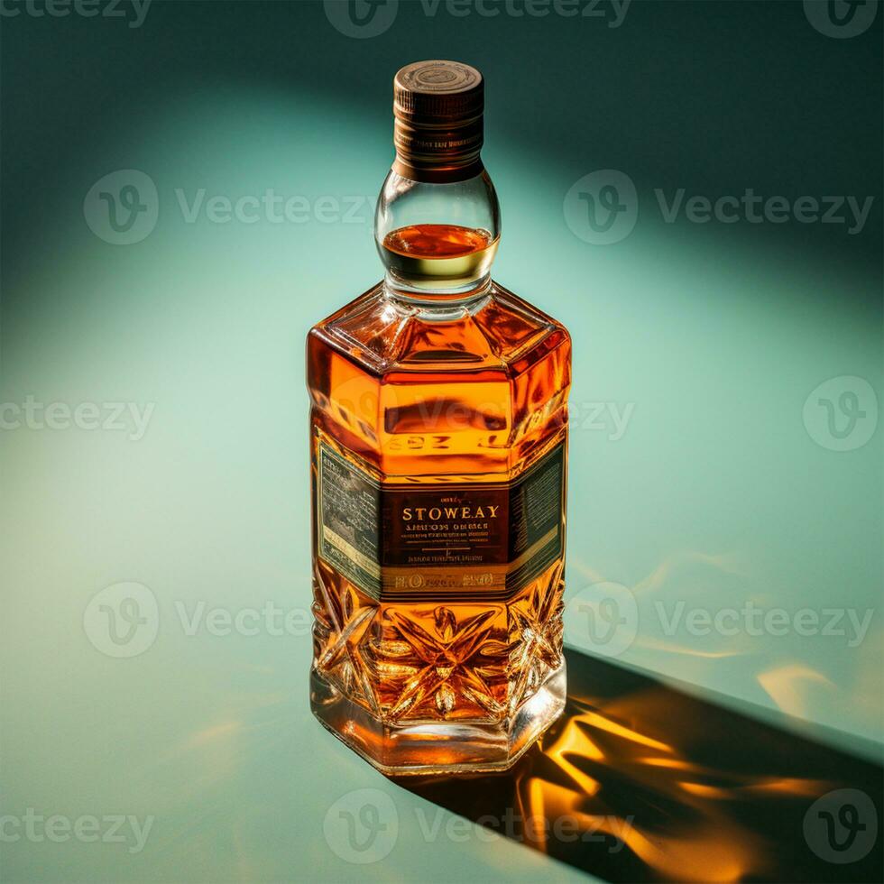 AI generated A bottle of expensive aged whiskey, strong alcohol - AI generated image photo