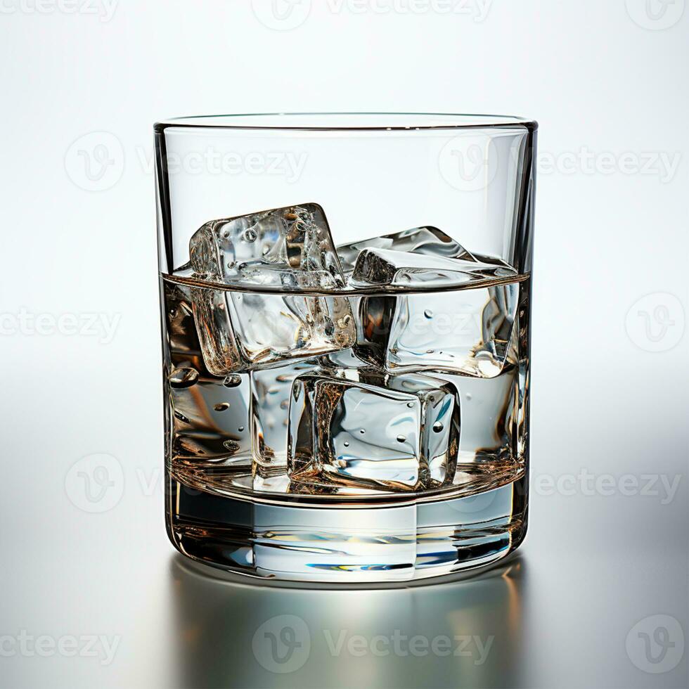 AI generated Vodka in a glass with ice - AI generated image photo