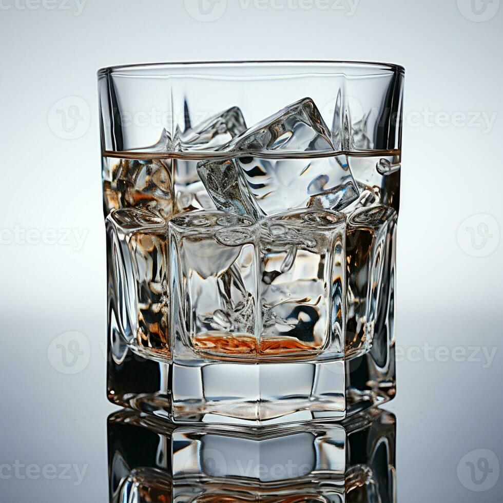 AI generated Vodka in a glass with ice - AI generated image photo