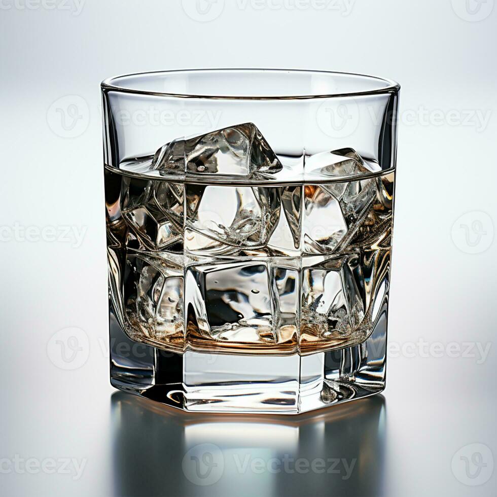 AI generated Vodka in a glass with ice - AI generated image photo