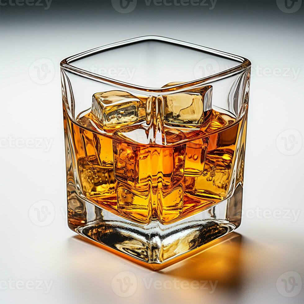 AI generated Liqueur in a glass with ice - AI generated image photo