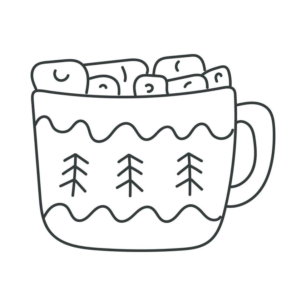 Christmas mug in doodle style. Hand drawn. vector