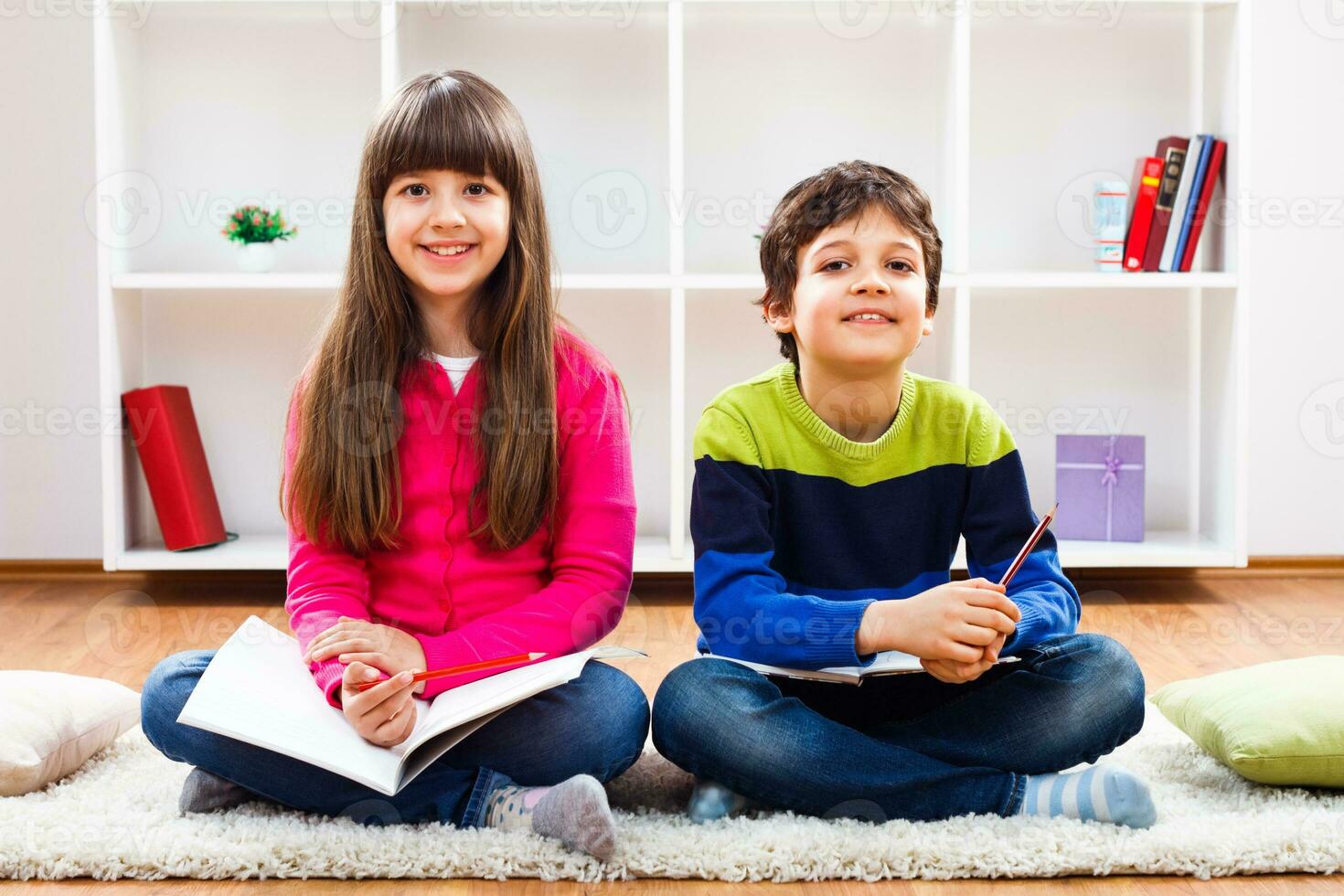 Children doing homework photo