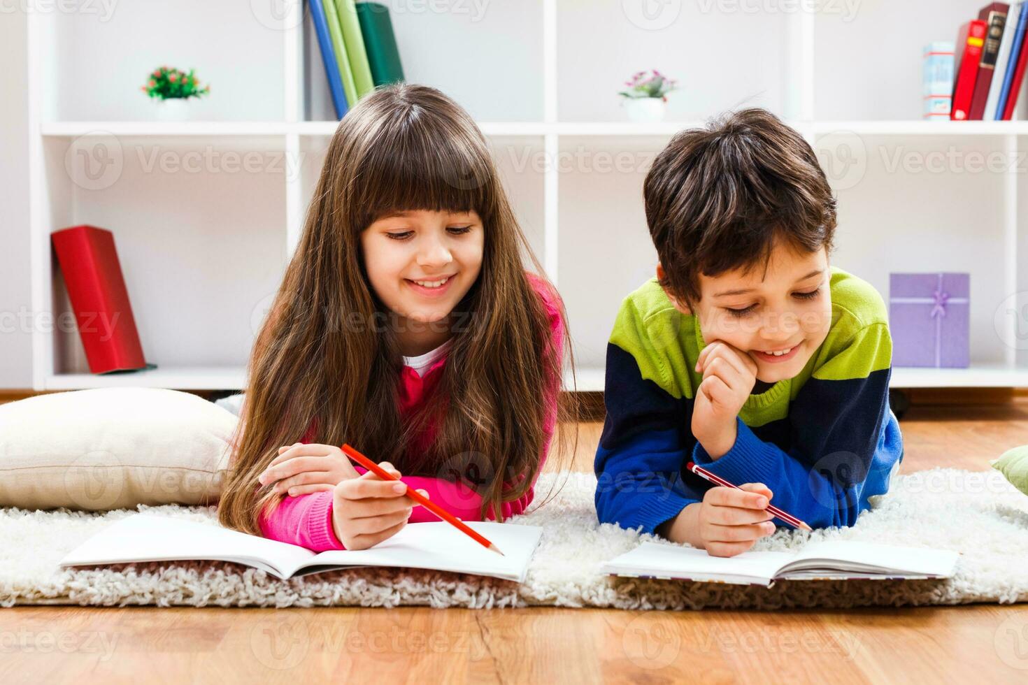 Children doing homework photo