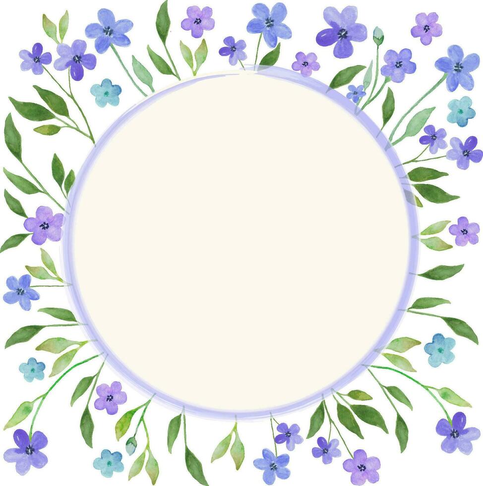 Watercolor floral frame. Hand drawn illustration isolated on white background. Vector EPS.