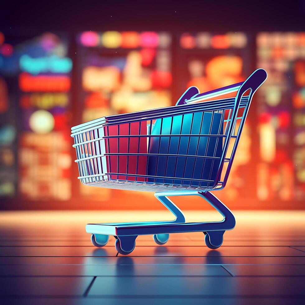 AI generated shop basket cart car photo