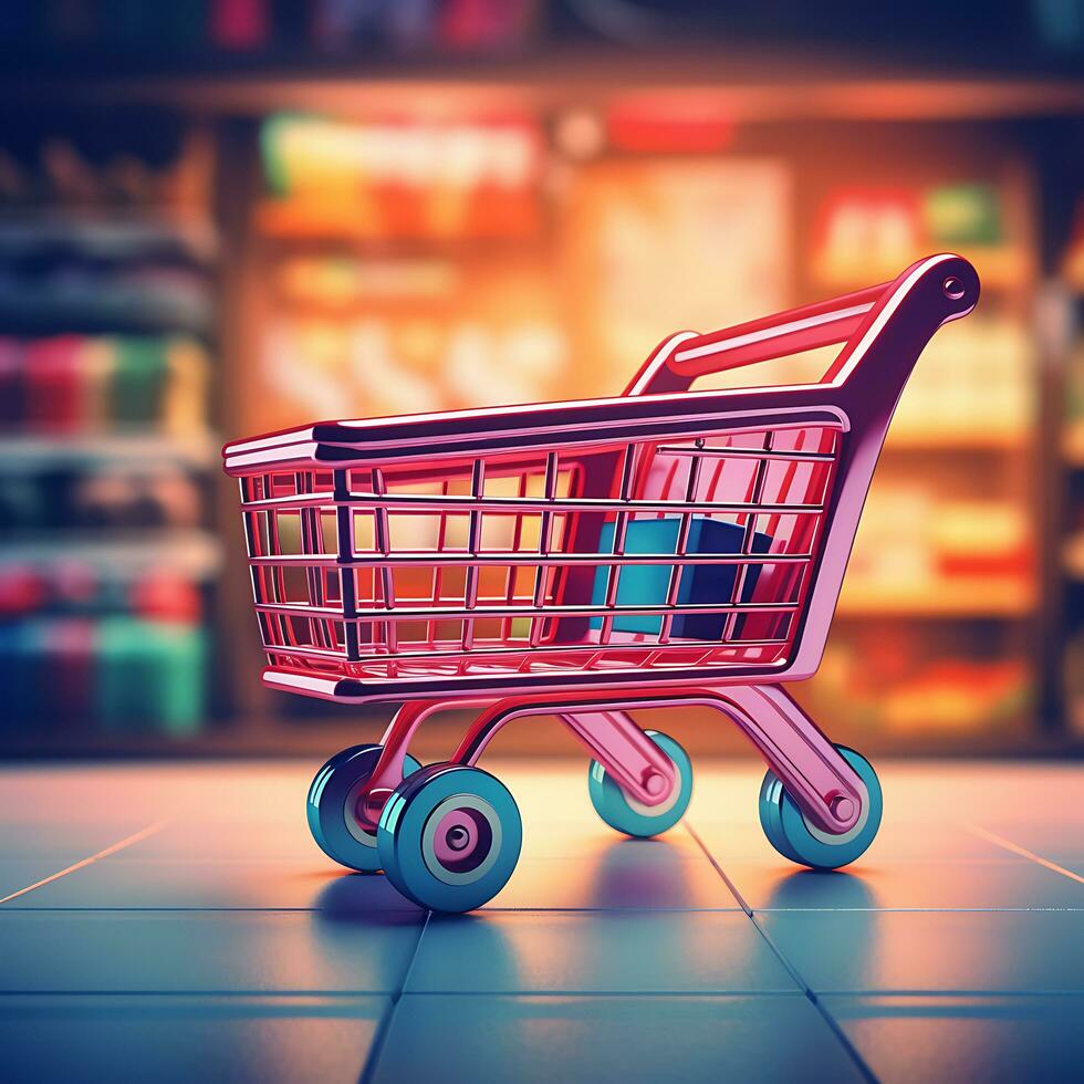 AI generated shop basket cart car photo