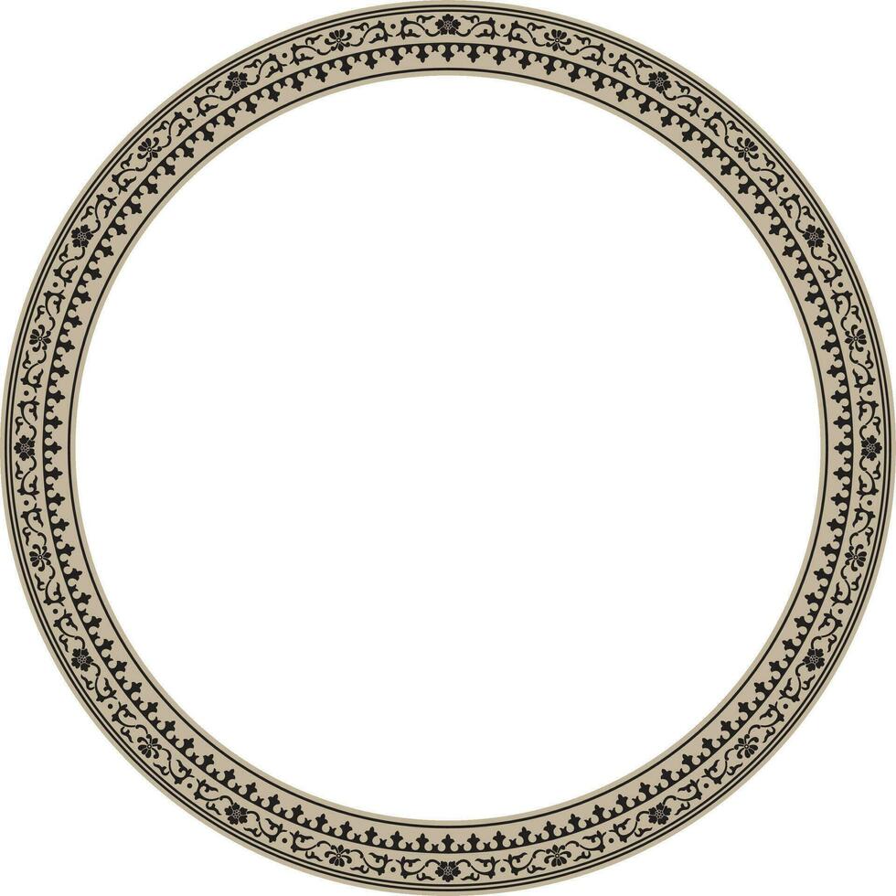 Vector gold and black frame, border, Chinese ornament. Patterned circle, ring of the peoples of East Asia, Korea, Malaysia, Japan, Singapore, Thailand