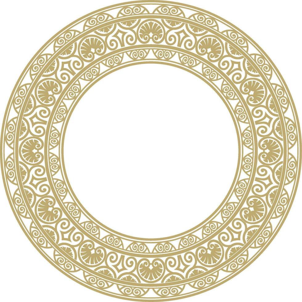 Vector gold round classic renaissance ornament. Circle, ring european border, revival style frame