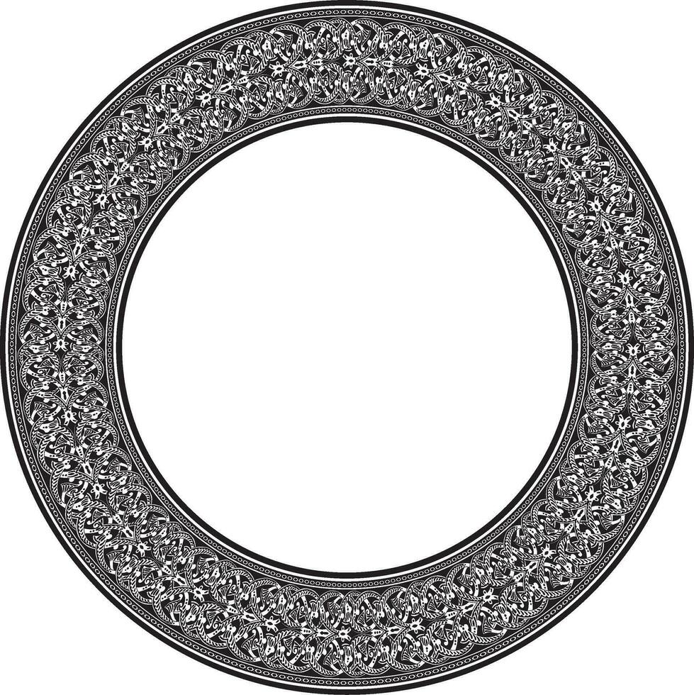 Vector monochrome round oriental ornament. Arabic patterned circle of Iran, Iraq, Turkey, Syria. Persian frame, border. For sandblasting, laser and plotter cutting