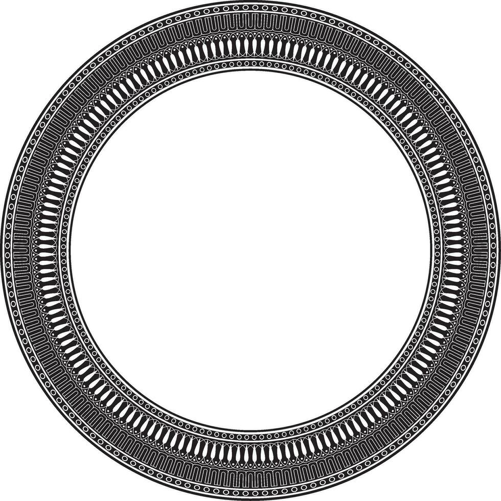 Vector black monochrome round classic greek meander ornament. Pattern, circle of Ancient Greece. Border, frame, ring of the Roman Empire
