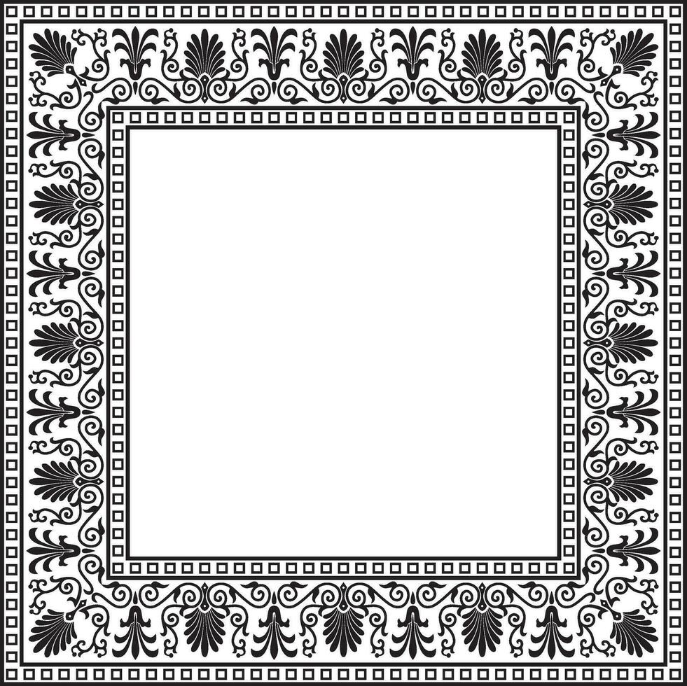 Vector monochrome black square classic greek ornament. European ornament. Border, frame Ancient Greece, Roman Empire