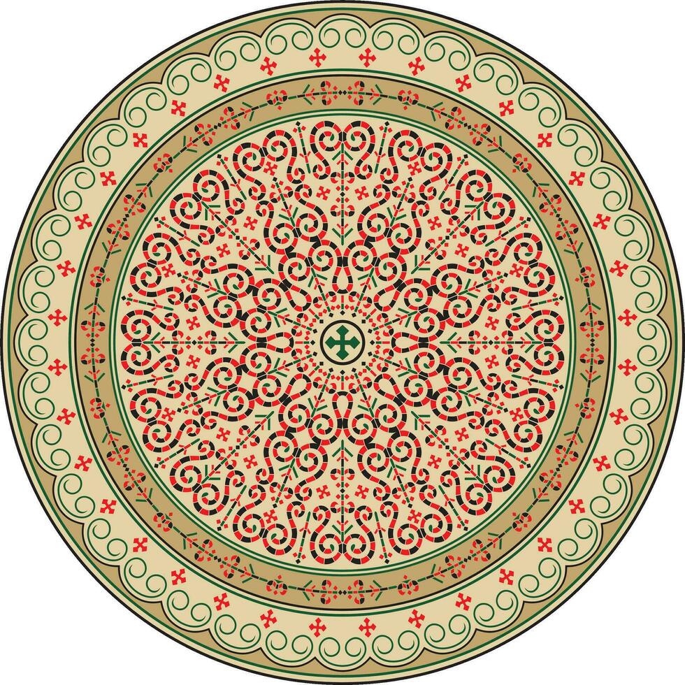 Vector colored round Yakut ornament. Endless circle, border, frame of the northern peoples of the Far East