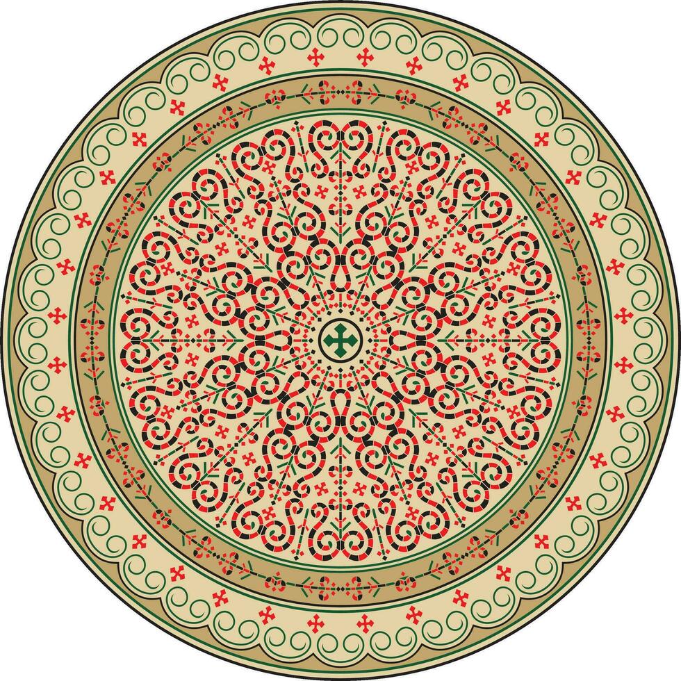 Vector colored round Yakut ornament. Endless circle, border, frame of the northern peoples of the Far East